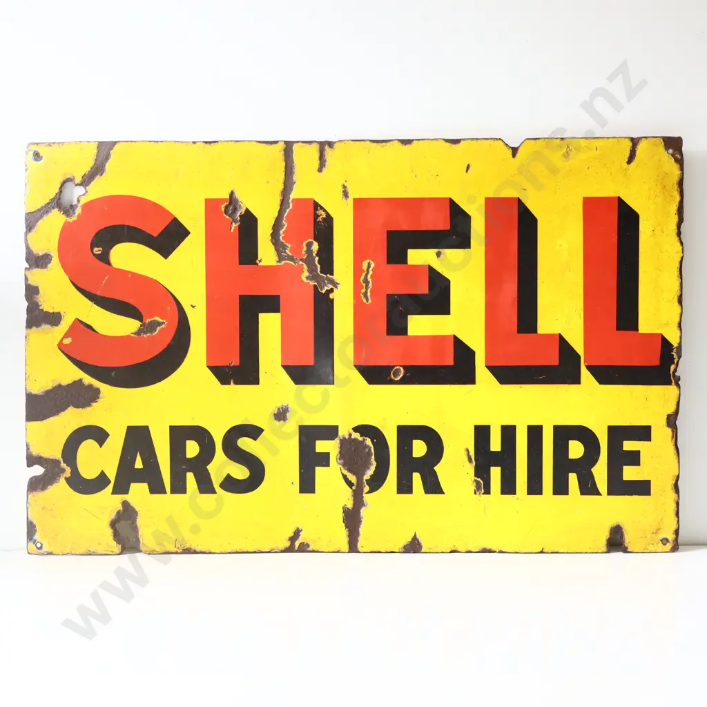 Shell Cars For Hire Double Sided Enamel Sign Image 1++