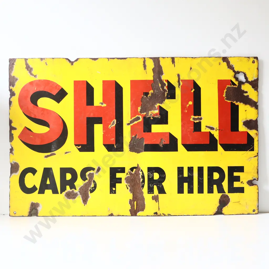 Shell Cars For Hire Double Sided Enamel Sign Image 1++