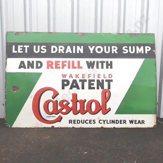 Let Us Drain Your Sump Castrol Enamel Sign 