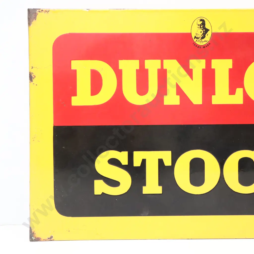 Dunlop Stock Double Sided Flanged Enamel Sign Image 1++