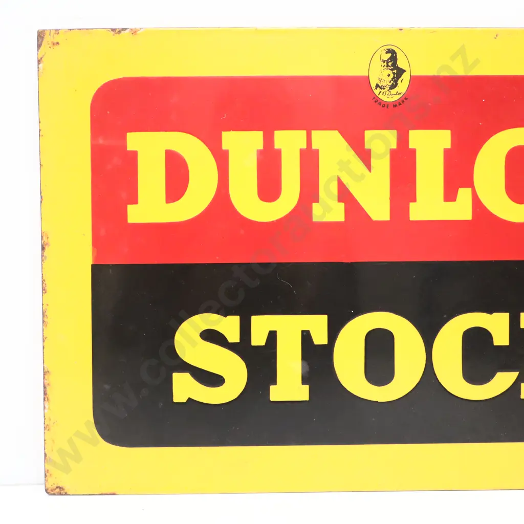 Dunlop Stock Double Sided Flanged Enamel Sign Image 1++