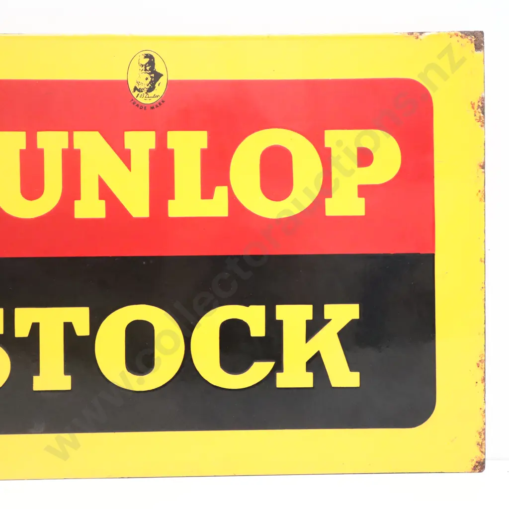Dunlop Stock Double Sided Flanged Enamel Sign Image 1++