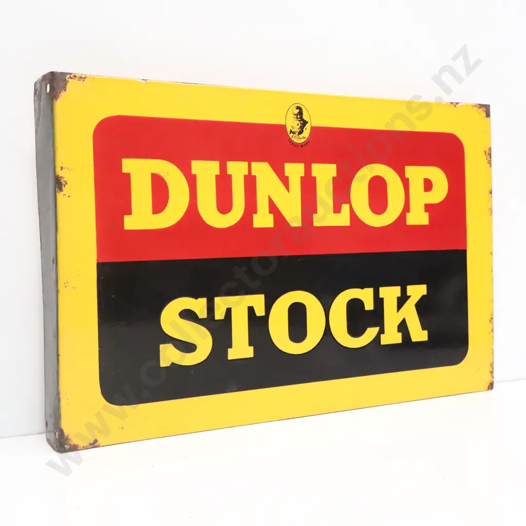 Dunlop Stock Double Sided Flanged Enamel Sign Image 1++