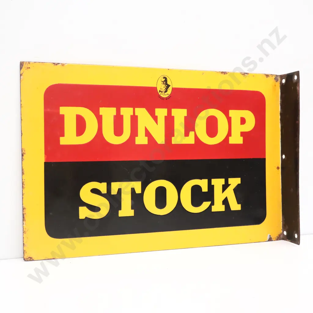 Dunlop Stock Double Sided Flanged Enamel Sign Image 1++