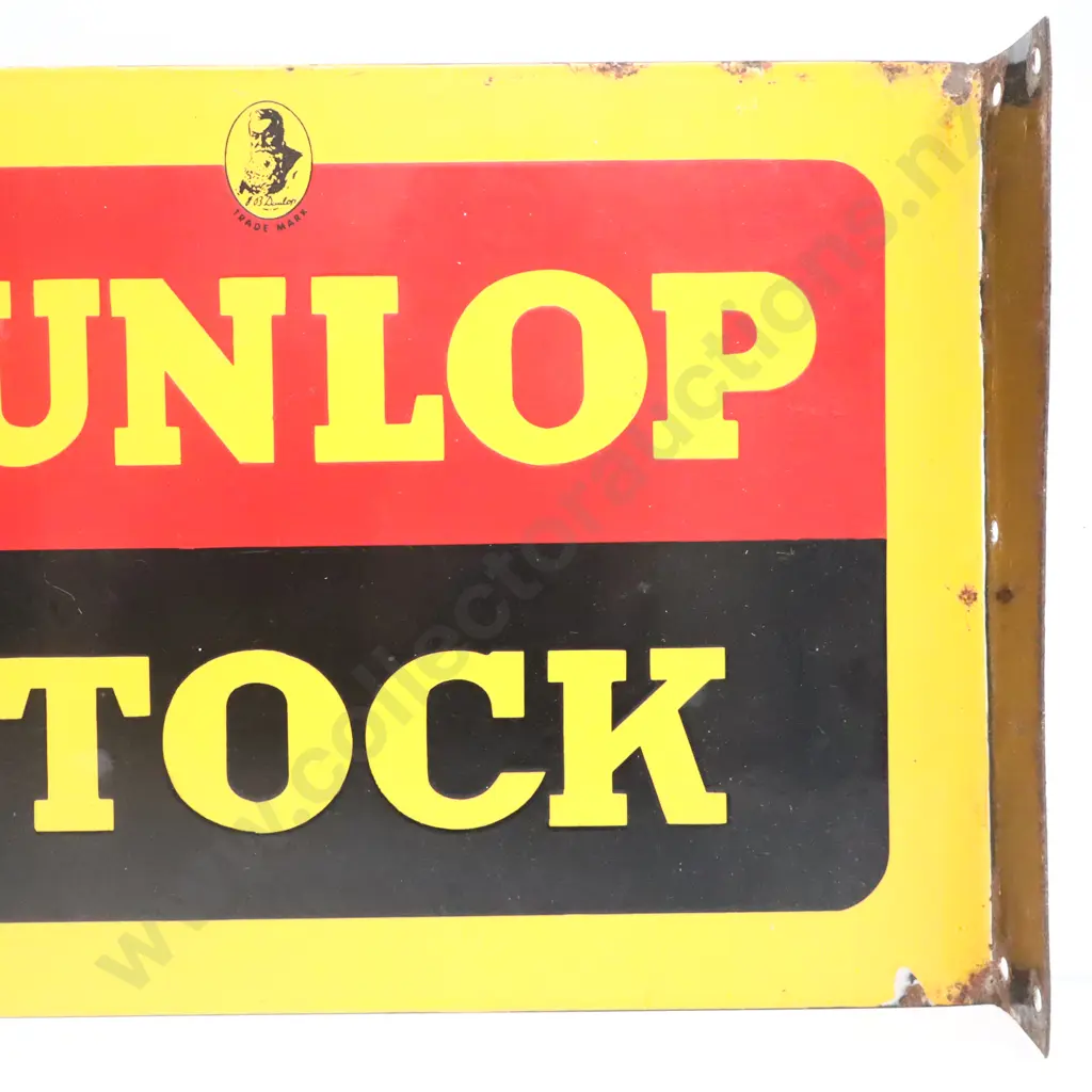 Dunlop Stock Double Sided Flanged Enamel Sign Image 1++
