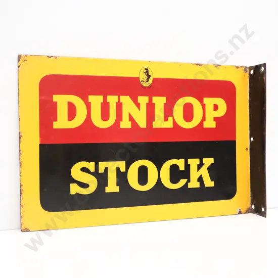 Dunlop Stock Double Sided Flanged Enamel Sign