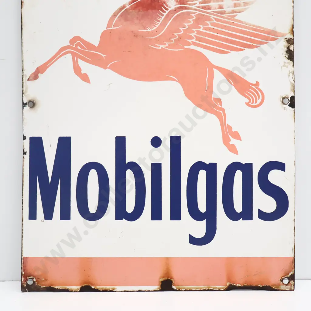 Mobil Gas Enamel Sign For Bowser Image 1++