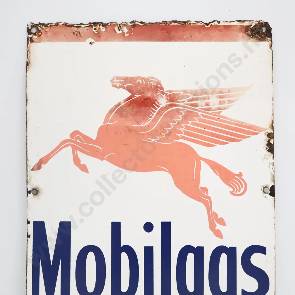 Mobil Gas Enamel Sign For Bowser Image 1++