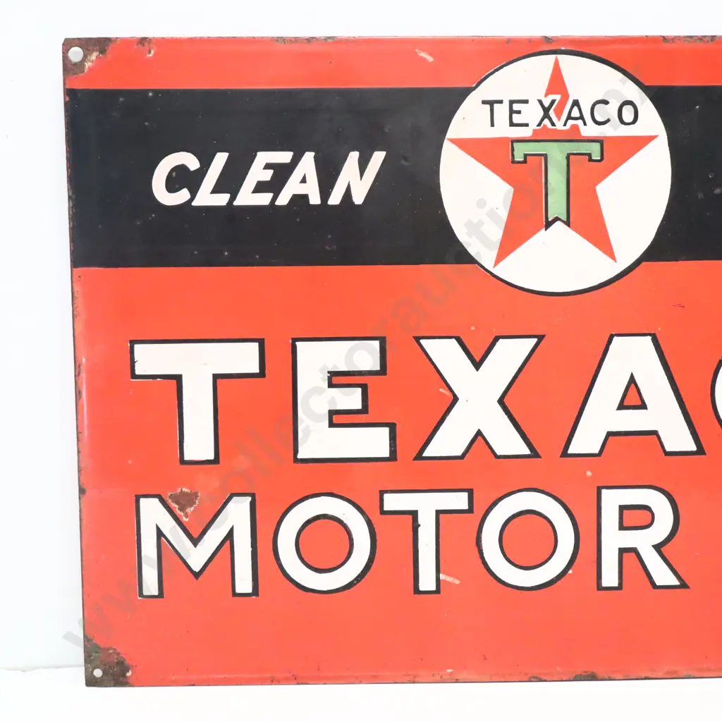 Texaco Motor Oil Double Sided Flanged Enamel Sign Image 1++