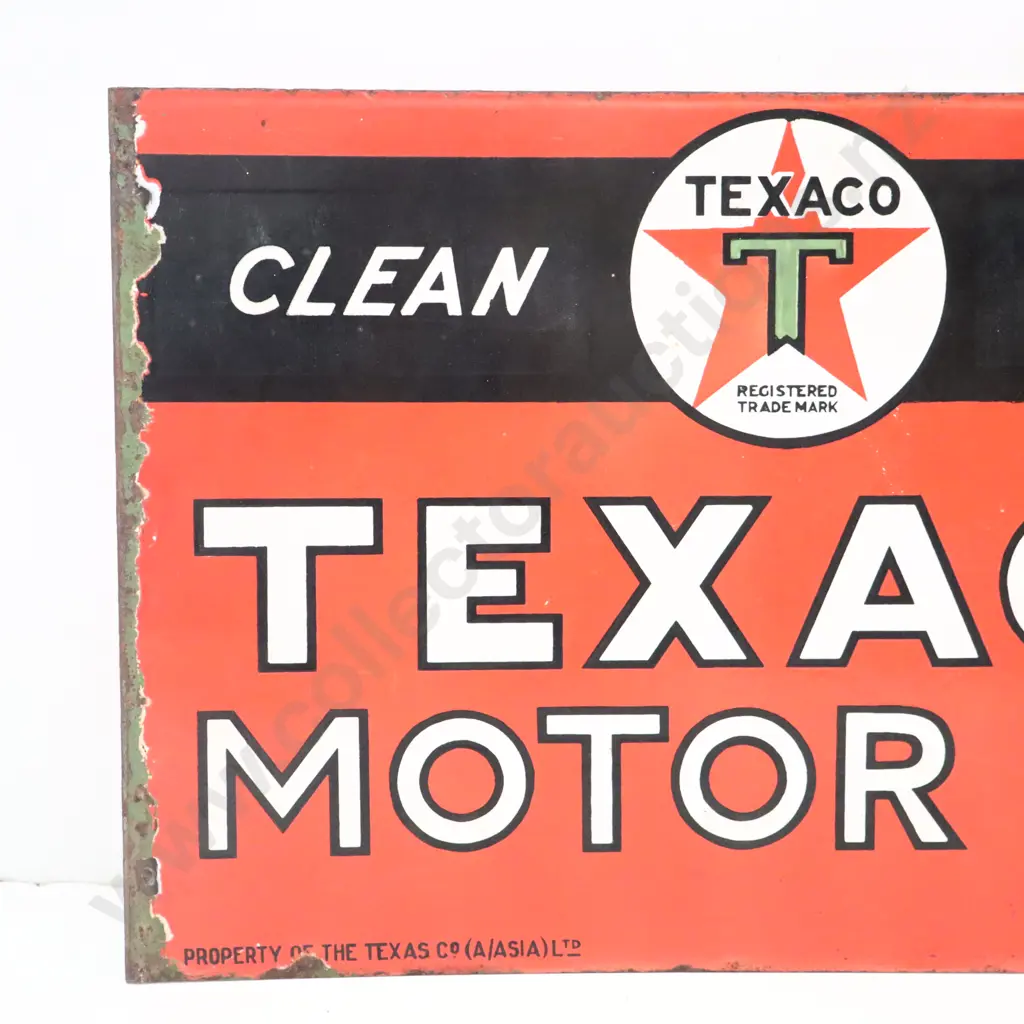 Texaco Motor Oil Double Sided Flanged Enamel Sign Image 1++