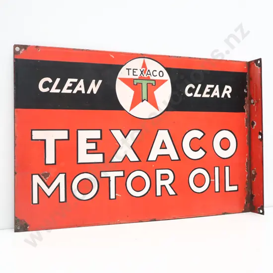 Texaco Motor Oil Double Sided Flanged Enamel Sign