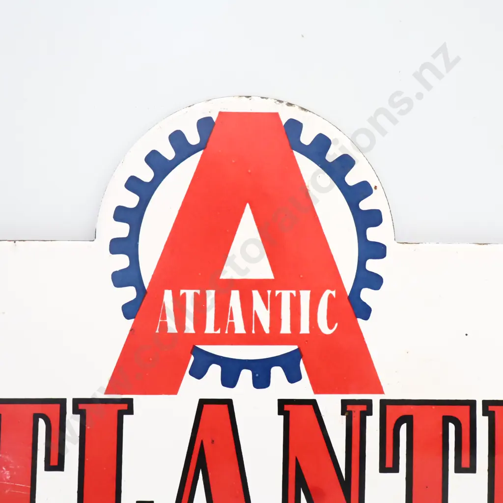 Atlantic Motor Oil Enamel 8 Bottle Rack Sign Image 1++