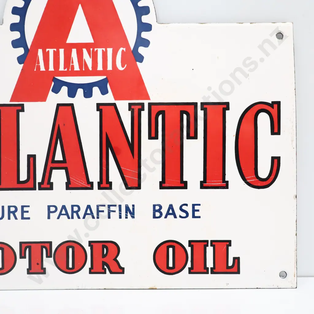 Atlantic Motor Oil Enamel 8 Bottle Rack Sign Image 1++