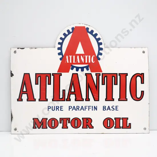 Atlantic Motor Oil Enamel 8 Bottle Rack Sign