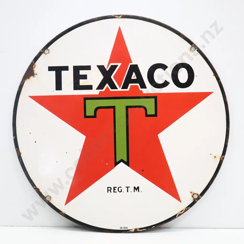 Texaco Enamel Sign Dated 1934 Image 1++