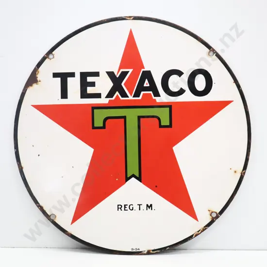 Texaco Enamel Sign Dated 1934