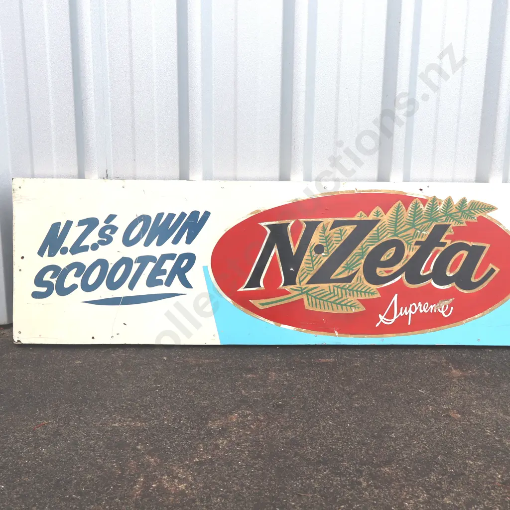 Handpainted Nzeta Sign, Laurie Summers Ltd, Mt Eden. Image 1++