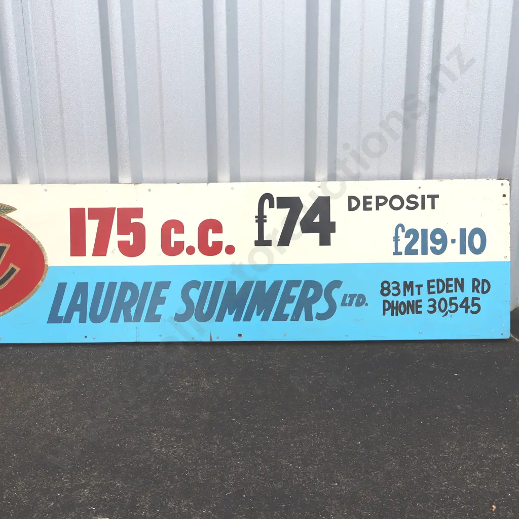 Handpainted Nzeta Sign, Laurie Summers Ltd, Mt Eden. Image 1++