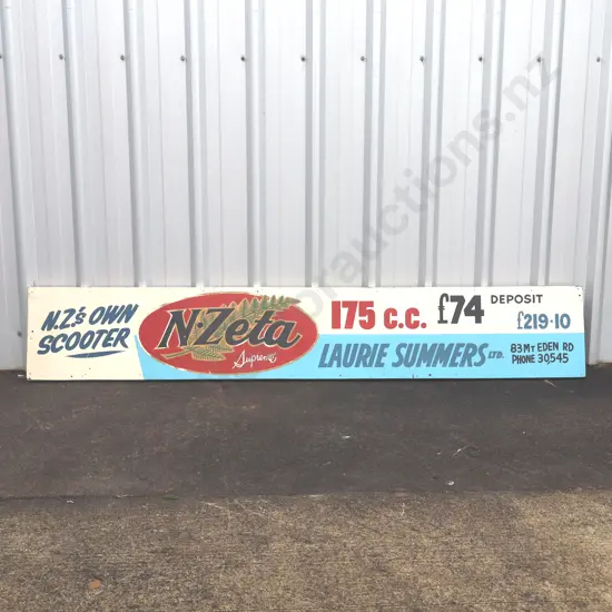 Handpainted Nzeta Sign, Laurie Summers Ltd, Mt Eden.