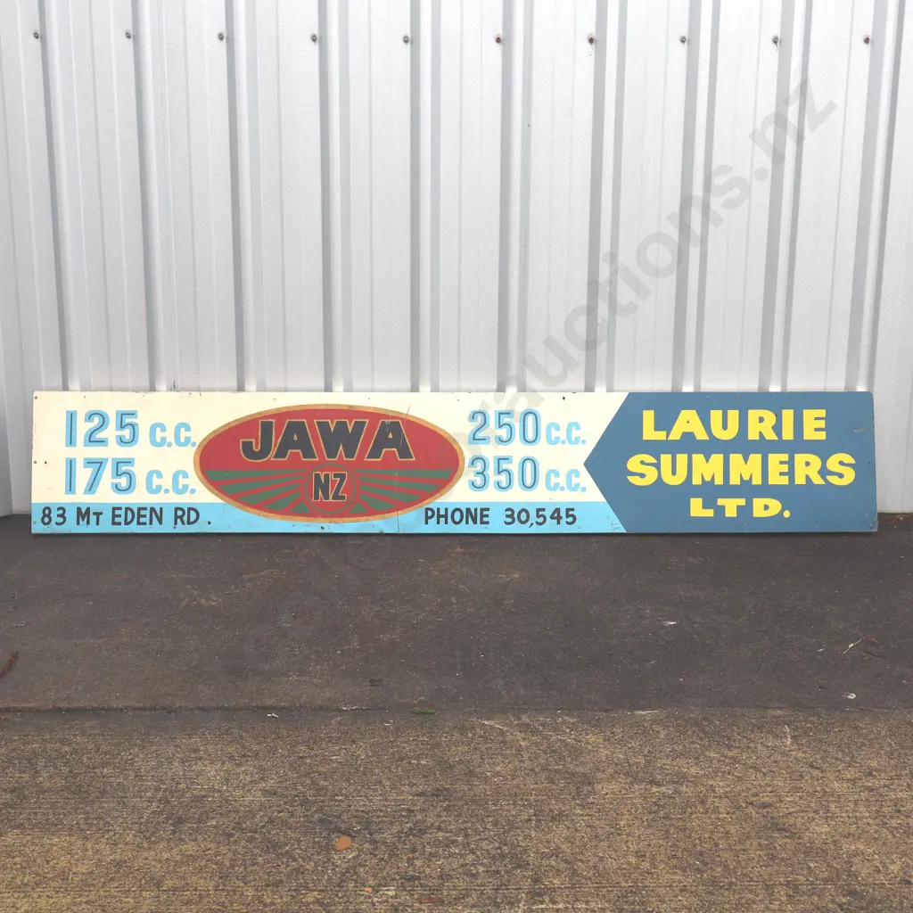 Handpainted JAWA Sign, Laurie Summers Ltd, Mt Eden. Image 1++
