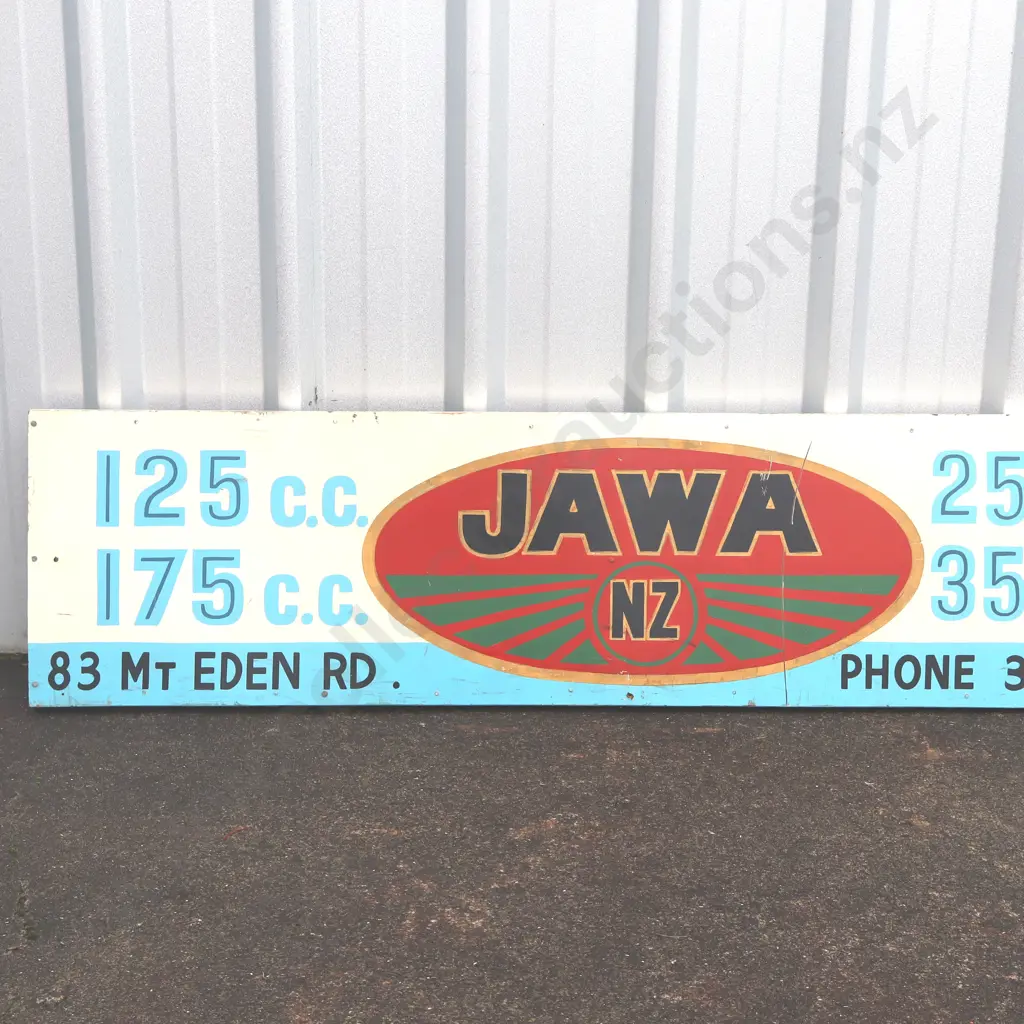 Handpainted JAWA Sign, Laurie Summers Ltd, Mt Eden. Image 1++