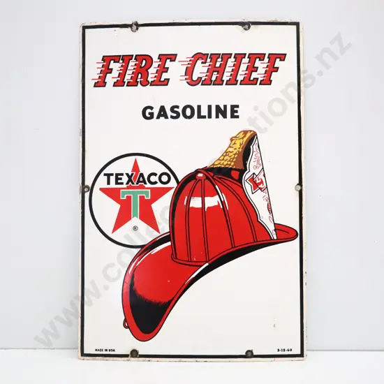 Texaco Firechief Enamel Pump Plate Sign Dated 1960