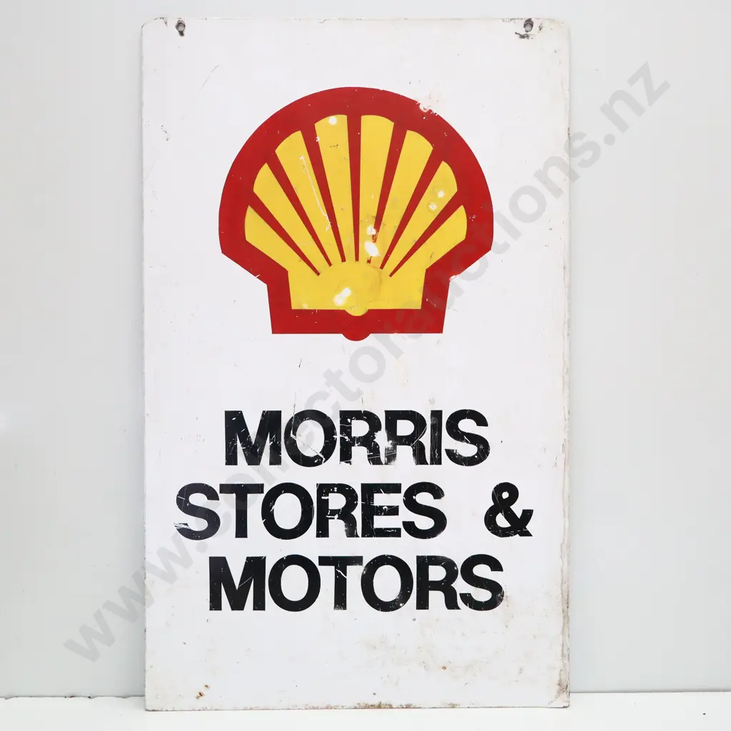 Shell Double Sided Morris Stores And Motors Handpainted Sign Image 1++
