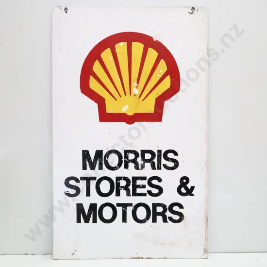 Shell Double Sided Morris Stores And Motors Handpainted Sign