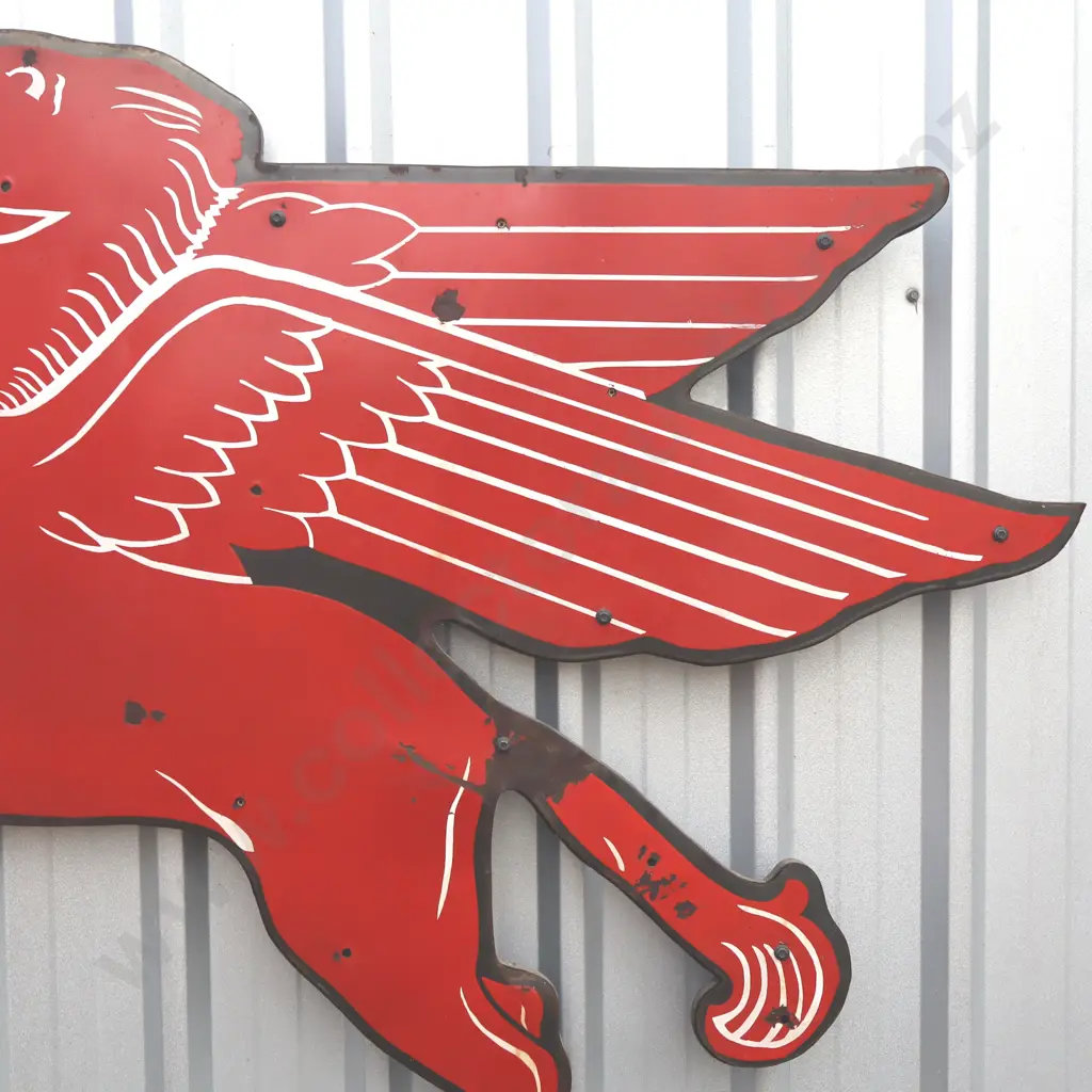 Rare Large Mobiloil Pegasus Diecut Enamel Sign Image 1++