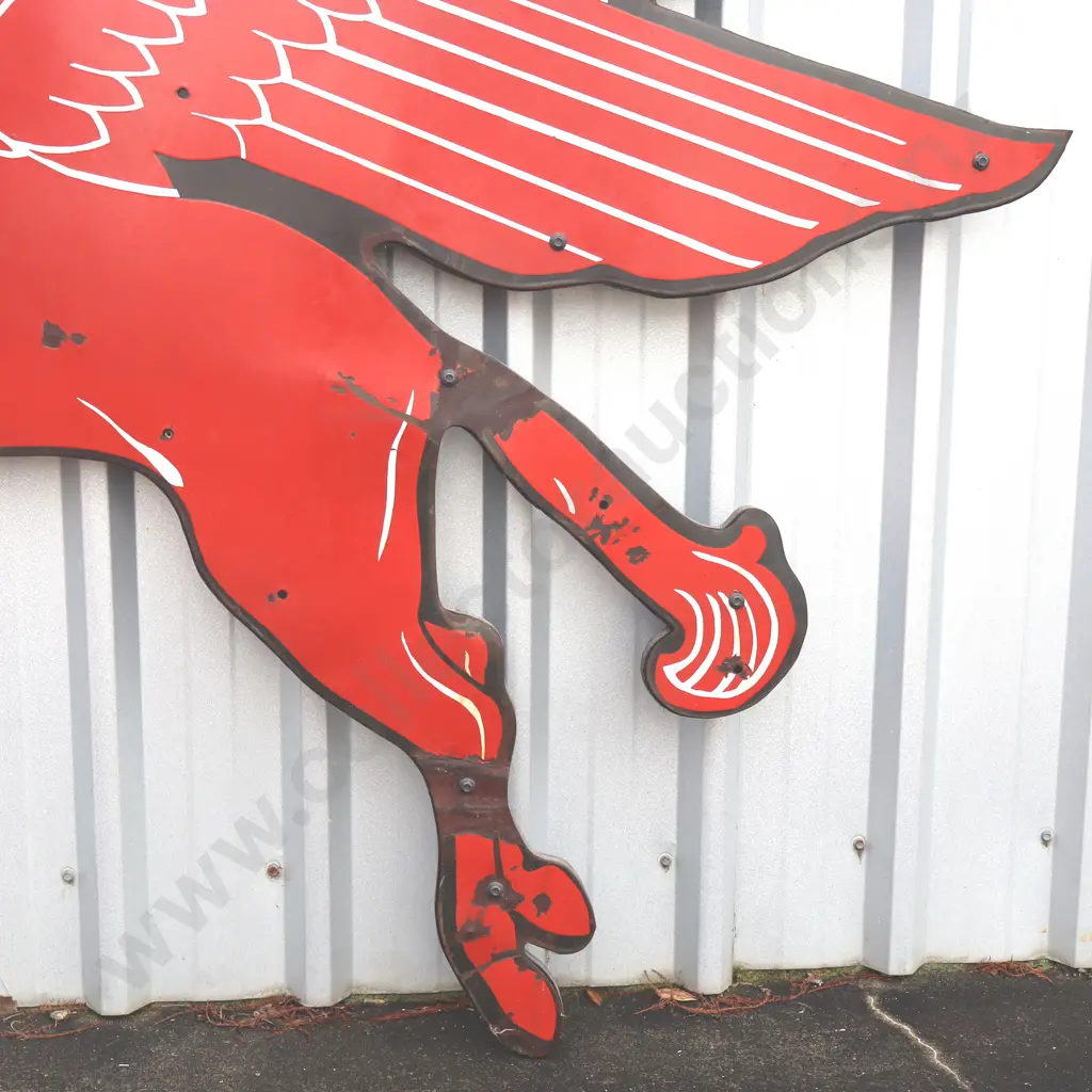 Rare Large Mobiloil Pegasus Diecut Enamel Sign Image 1++
