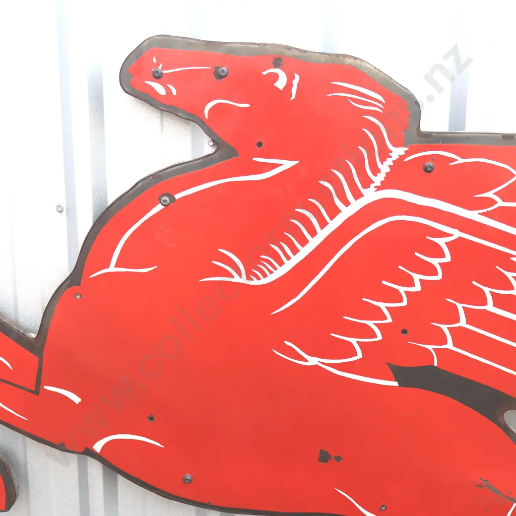 Rare Large Mobiloil Pegasus Diecut Enamel Sign Image 1++