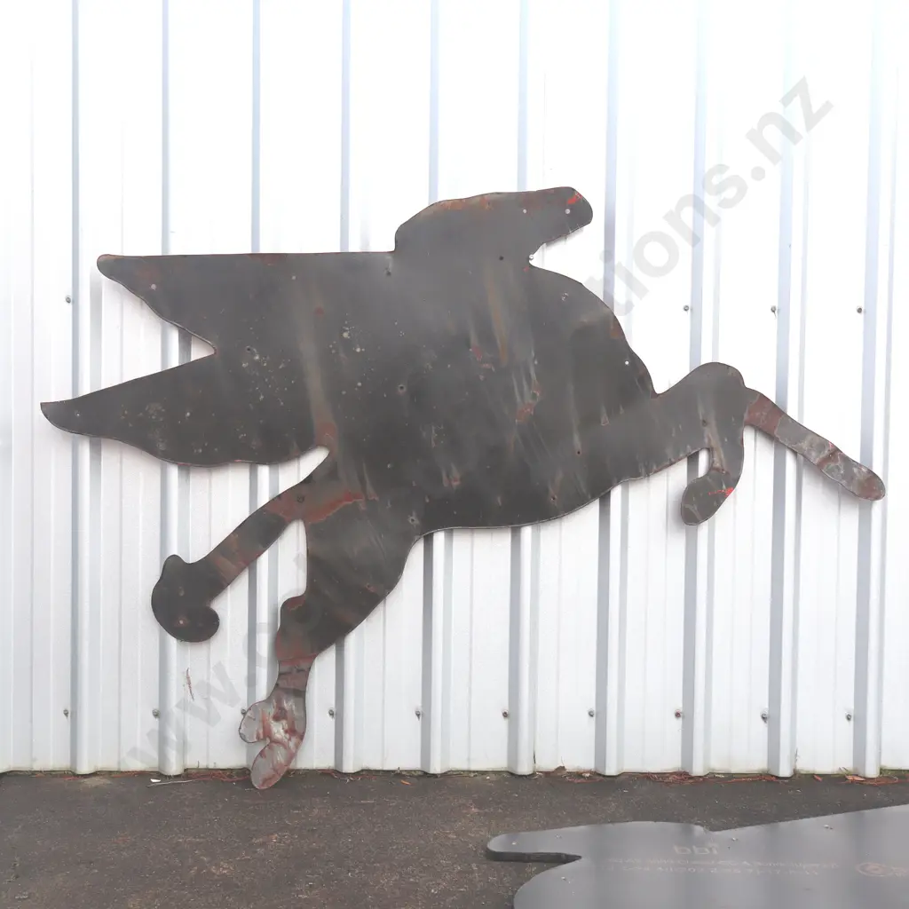 Rare Large Mobiloil Pegasus Diecut Enamel Sign Image 1++