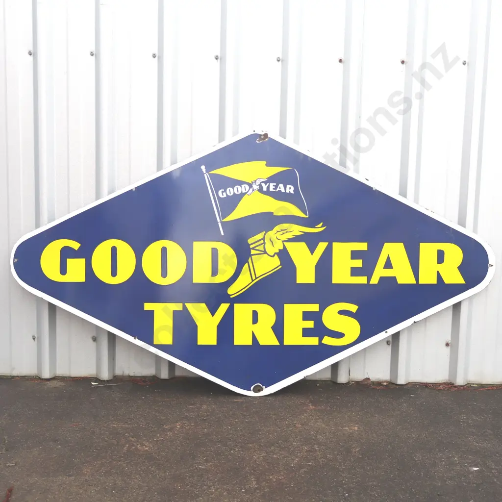 Large Goodyear Tyres Enamel Sign Image 1++