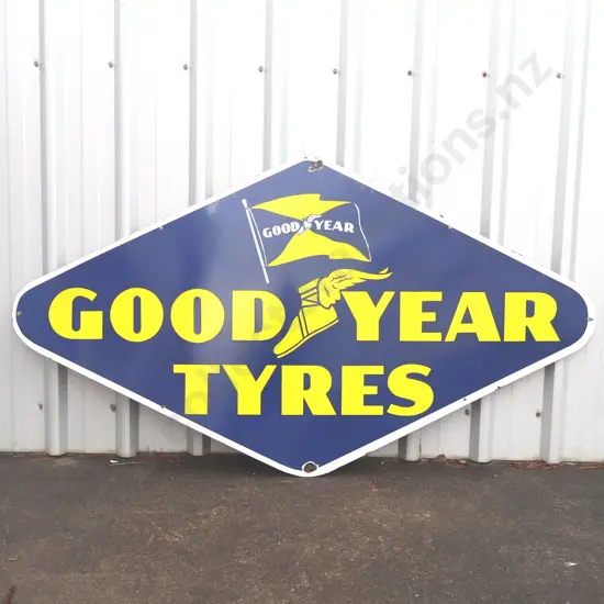 Large Goodyear Tyres Enamel Sign