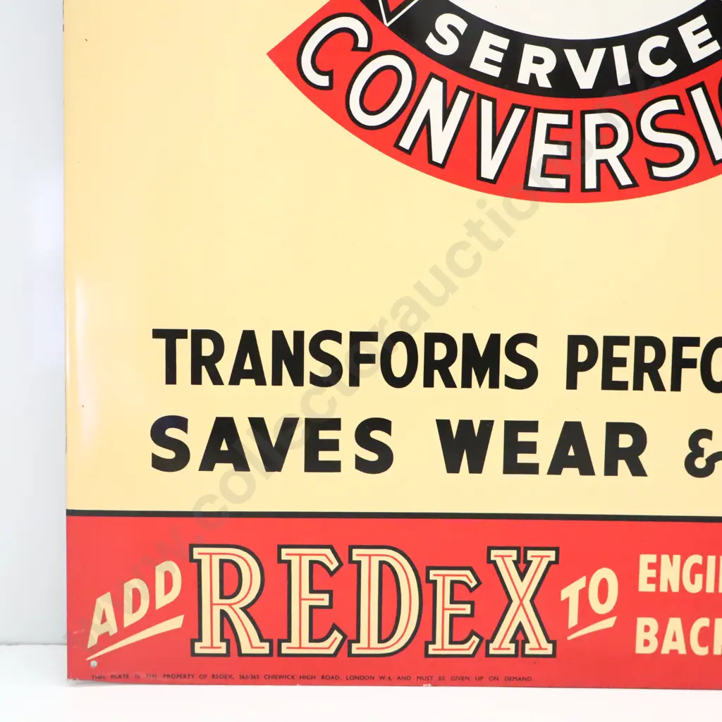 NEW OLD STOCK Redex Tin Screenprinted Sign Image 1++