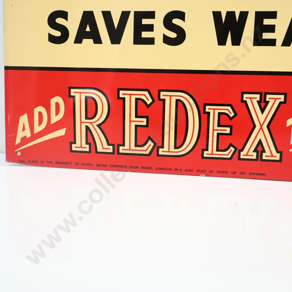NEW OLD STOCK Redex Tin Screenprinted Sign Image 1++