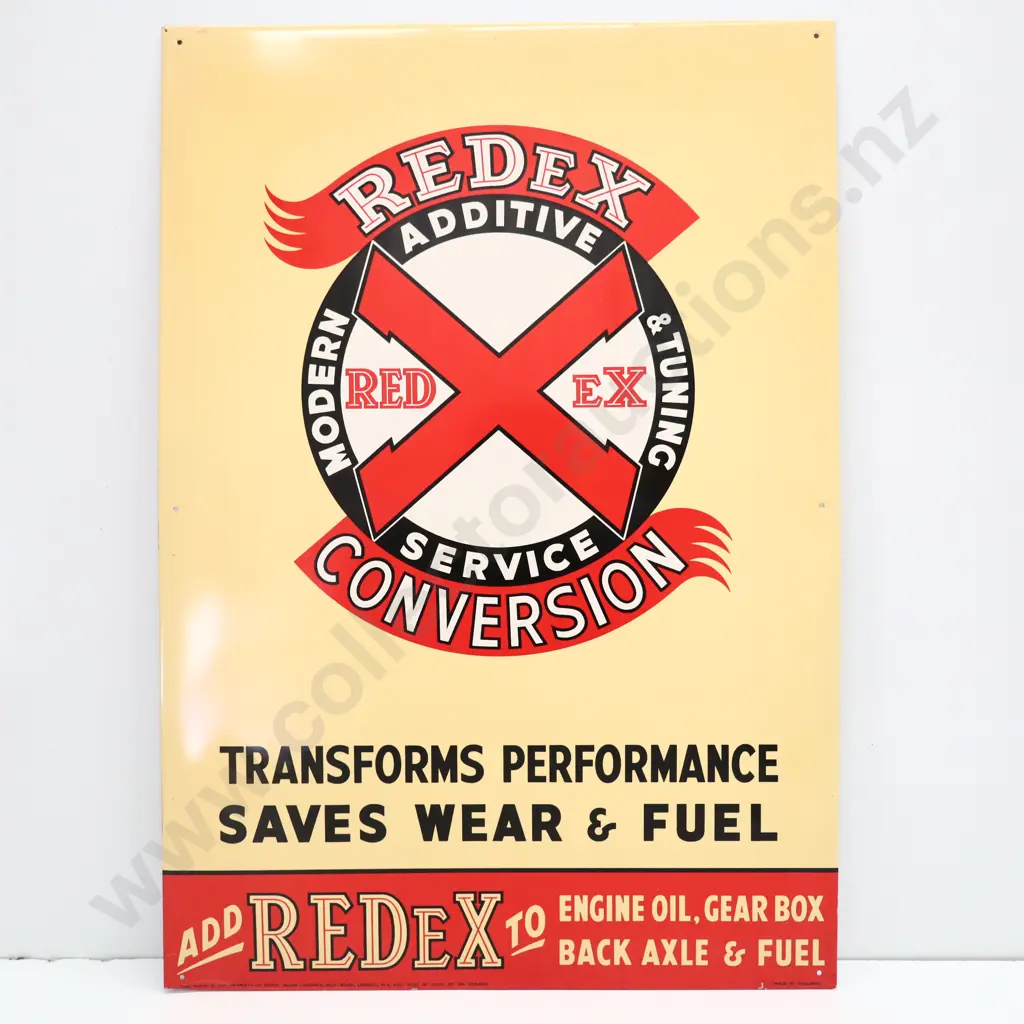 NEW OLD STOCK Redex Tin Screenprinted Sign Image 1++