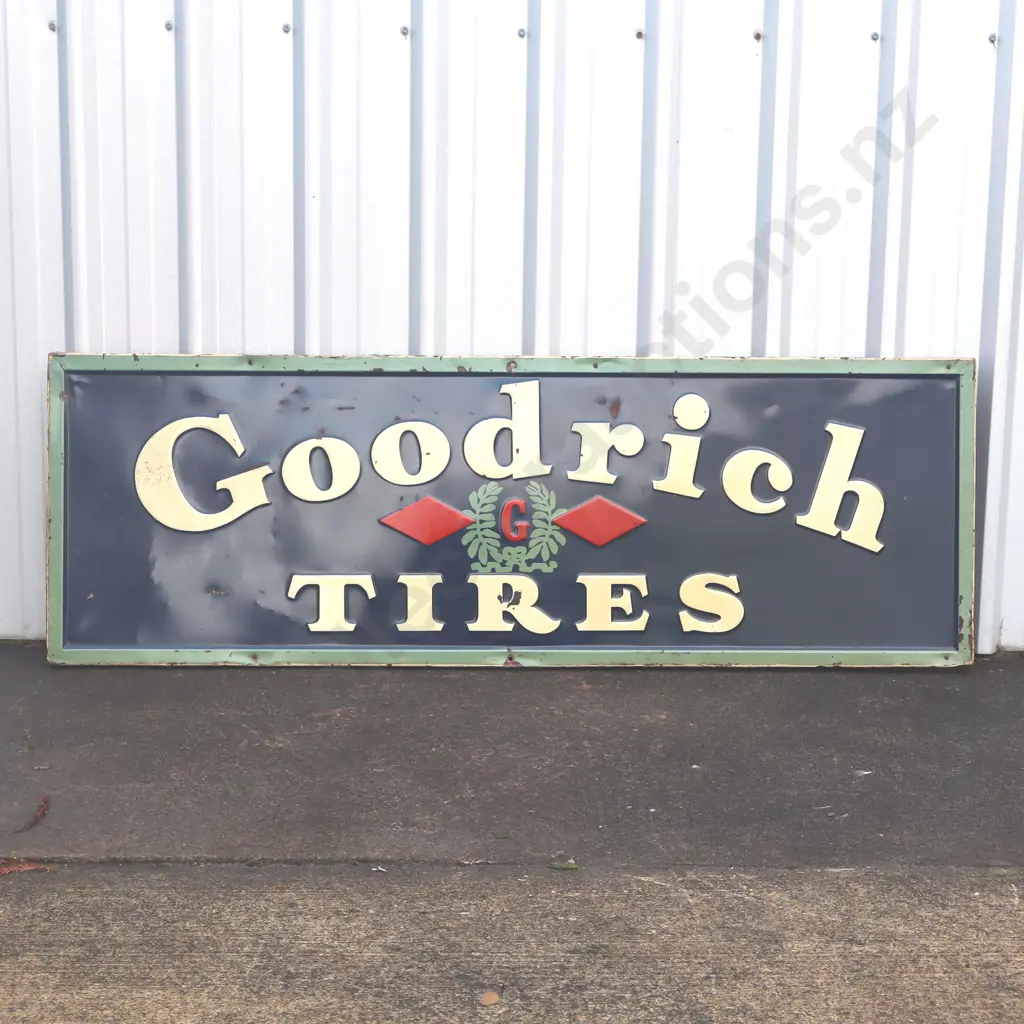 RARE Goodrich Tires Early Tin Sign Image 1++
