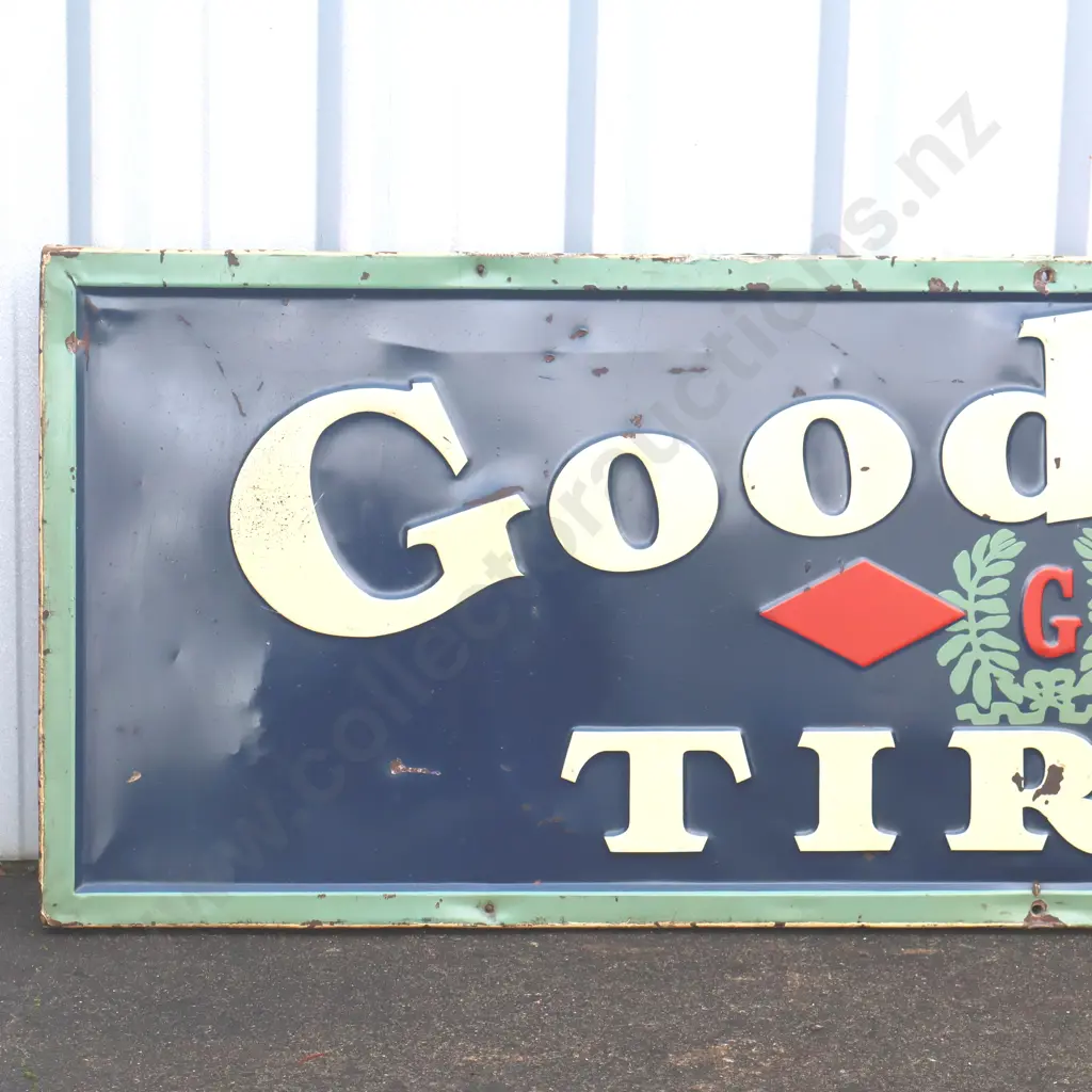 RARE Goodrich Tires Early Tin Sign Image 1++