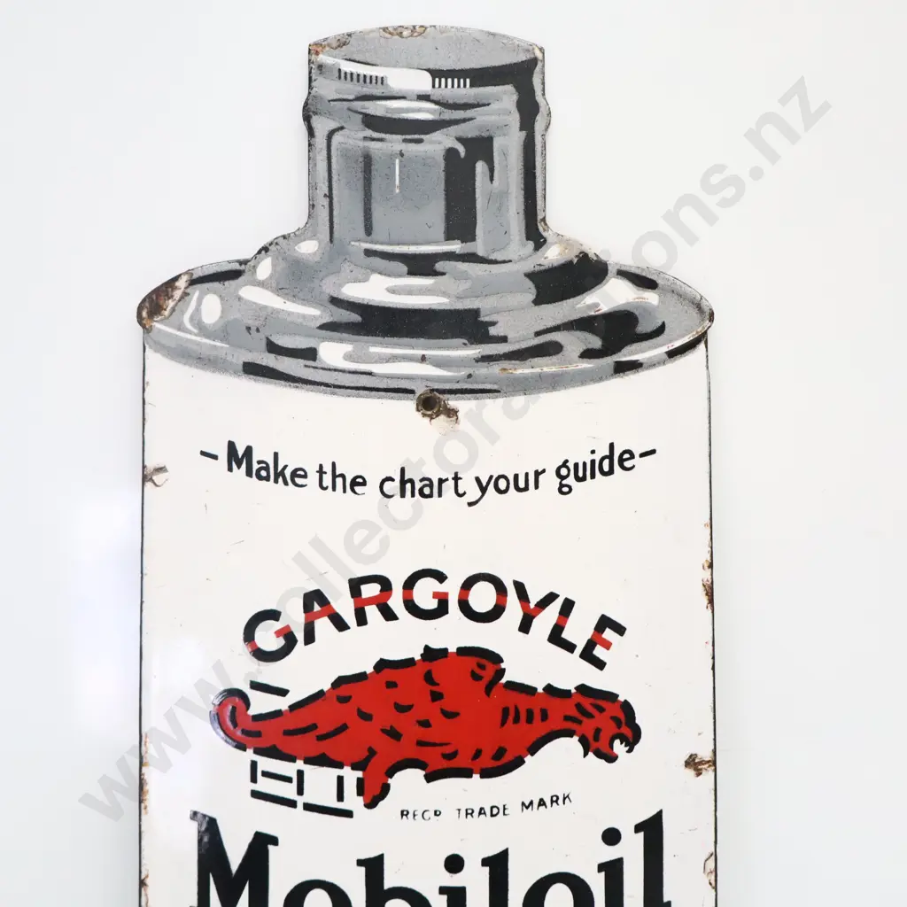 RARE Gargoyle Mobil Oil A Diecut Enamel Sign Image 1++