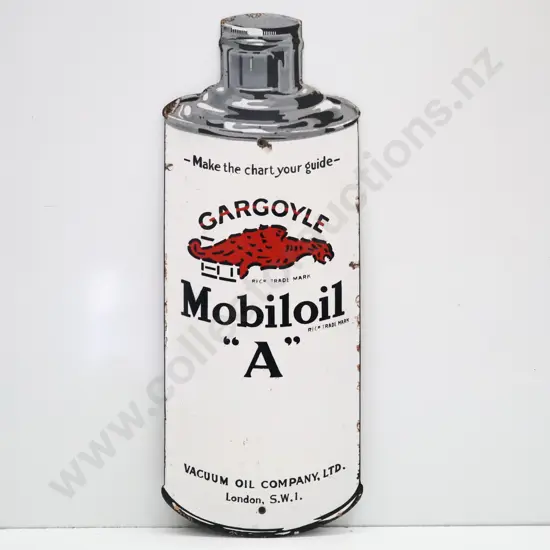 RARE Gargoyle Mobil Oil A Diecut Enamel Sign