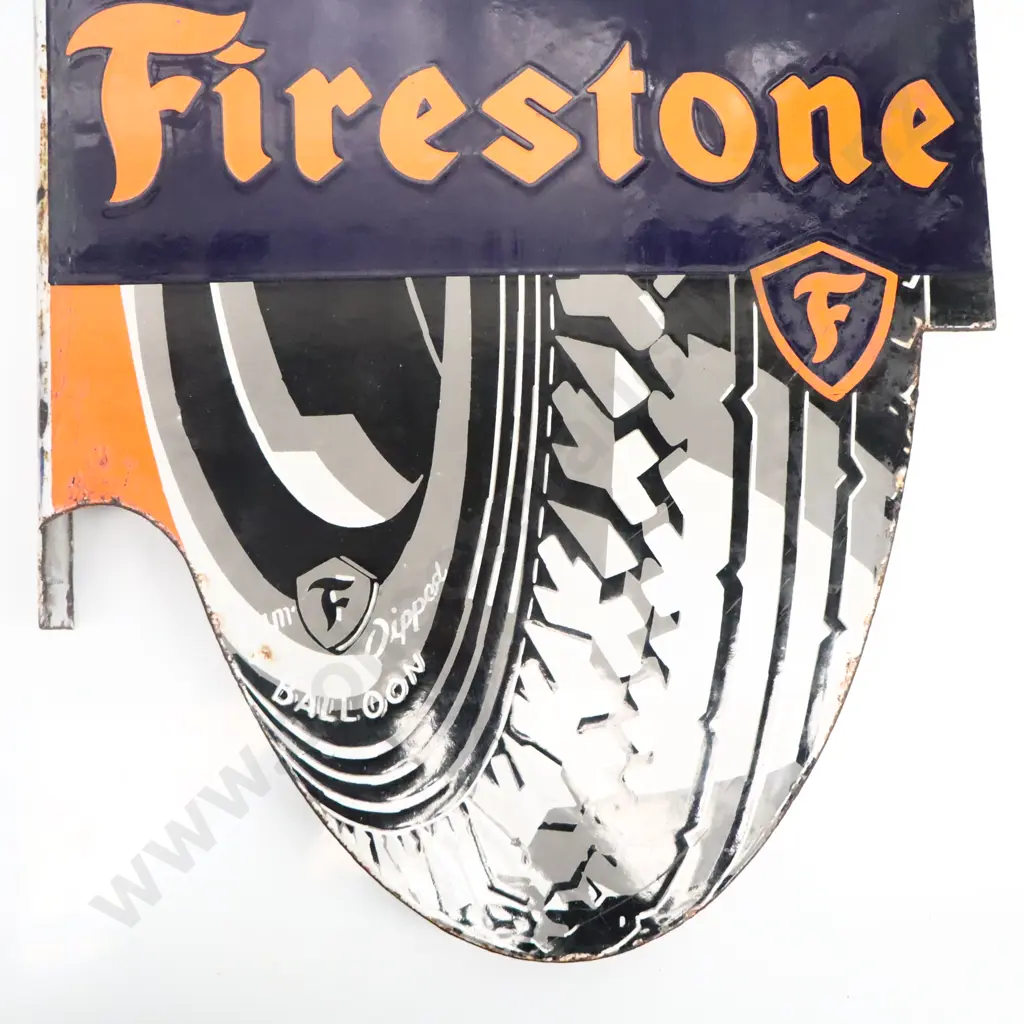 Firestone Double Sided Flanged Diecut Enamel Sign Image 1++