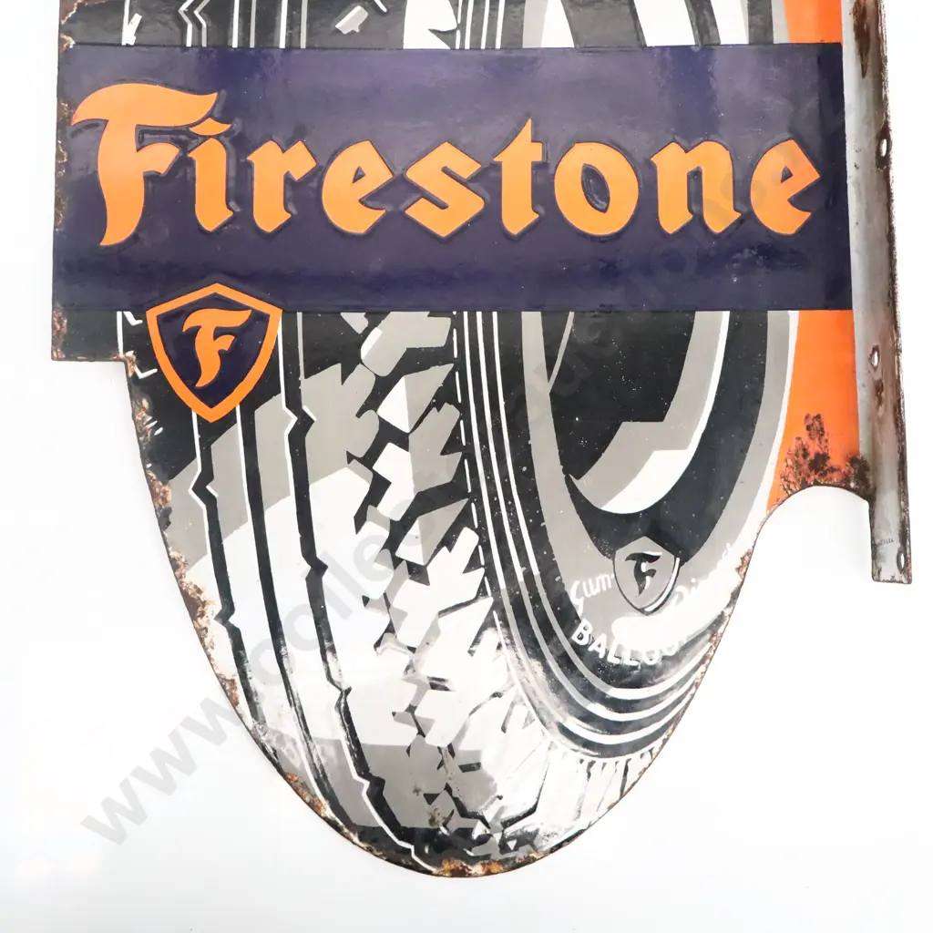 Firestone Double Sided Flanged Diecut Enamel Sign Image 1++