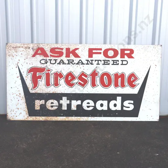 Ask For Firestone Retreads Tin Screenprinted Sign