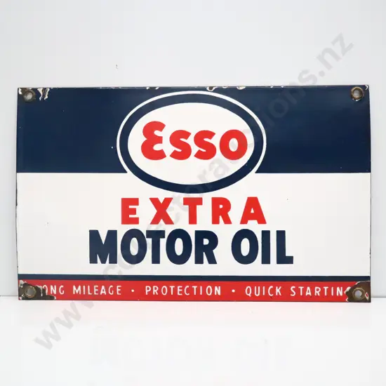 Esso Extra Motor Oil Enamel 8 Bottle Rack Sign