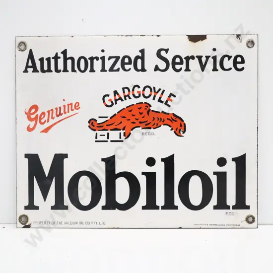 Authorized Service Gargoyle Mobiloil Enamel 6 Bottle Rack Sign