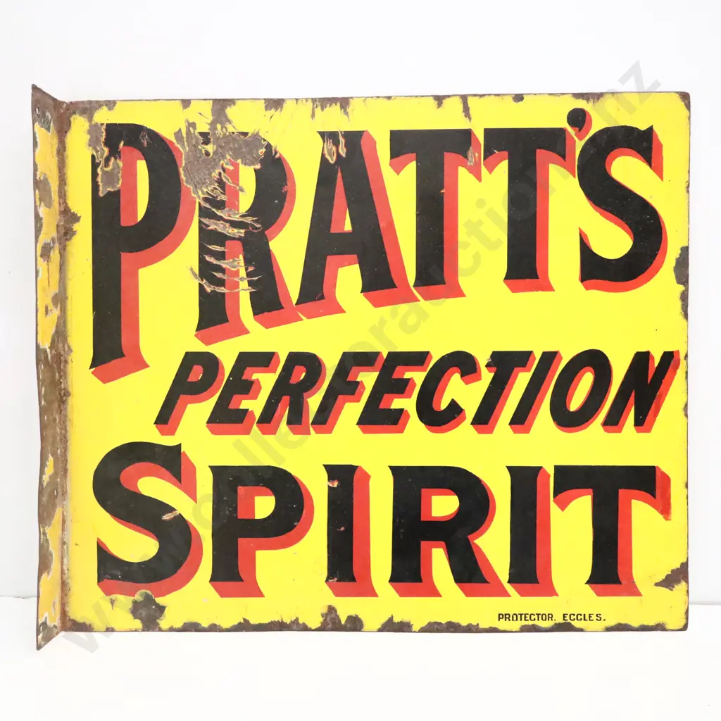 Pratt's Perfection Spirit Double Sided Flanged Enamel Sign  Image 1++