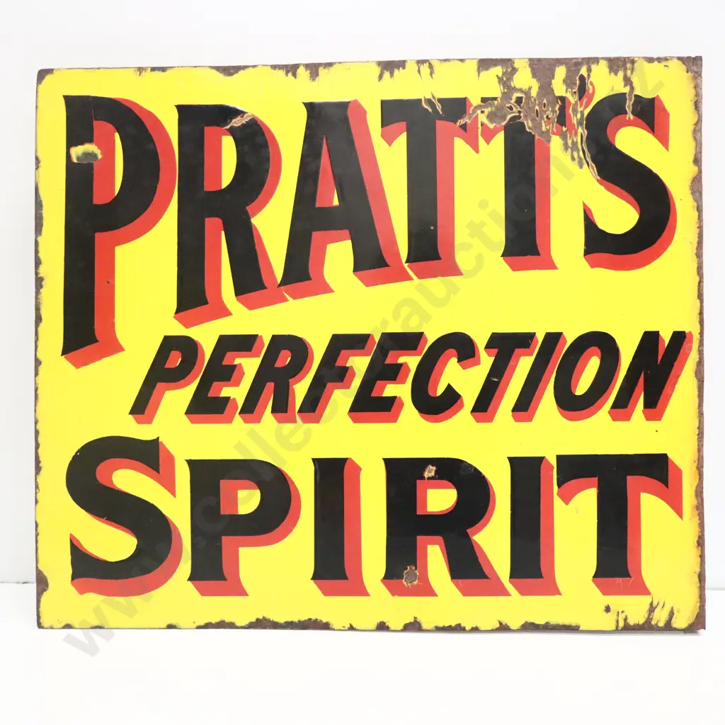 Pratt's Perfection Spirit Double Sided Flanged Enamel Sign  Image 1++