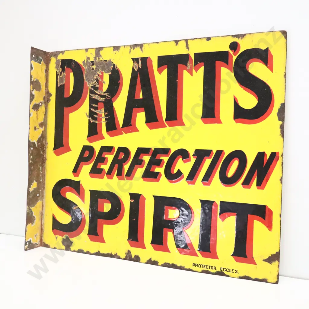 Pratt's Perfection Spirit Double Sided Flanged Enamel Sign  Image 1++