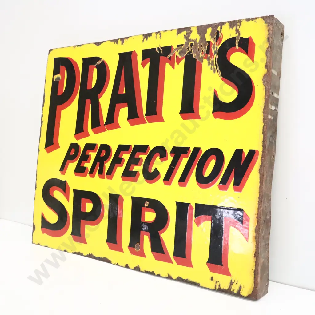 Pratt's Perfection Spirit Double Sided Flanged Enamel Sign  Image 1++